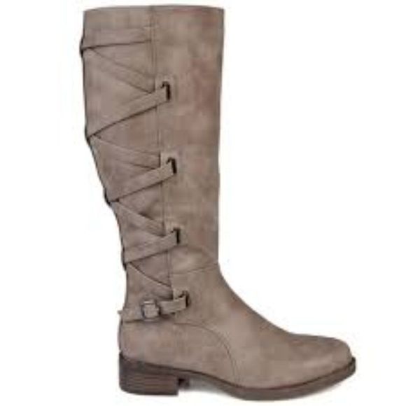 Journee Carly Taupe Vegan Leather Riding Boots 8M - Picture 11 of 11